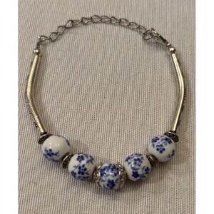 Fifth Avenue blue and white porcelain artistic beeds bracelet